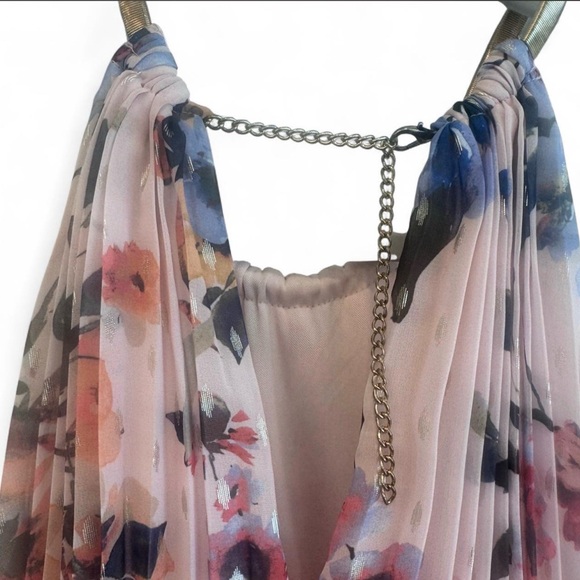 MSK Floral Halter Maxi Dress in Blush Pink Size 8 - Picture 5 of 7